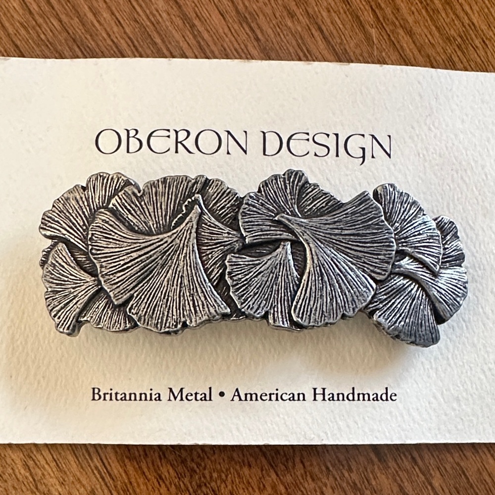 Oberon Design Silver Ginko Leaf Hair Clip